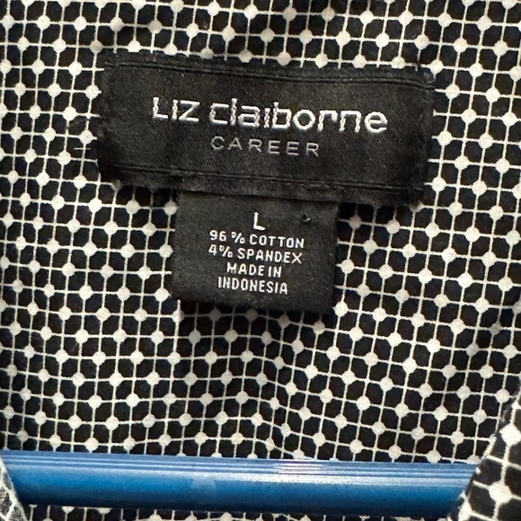 Liz Claiborne  Black and White Checkered Shirt LARGE - Picture 4 of 4